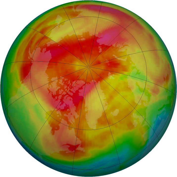 Arctic ozone map for 21 March 1988